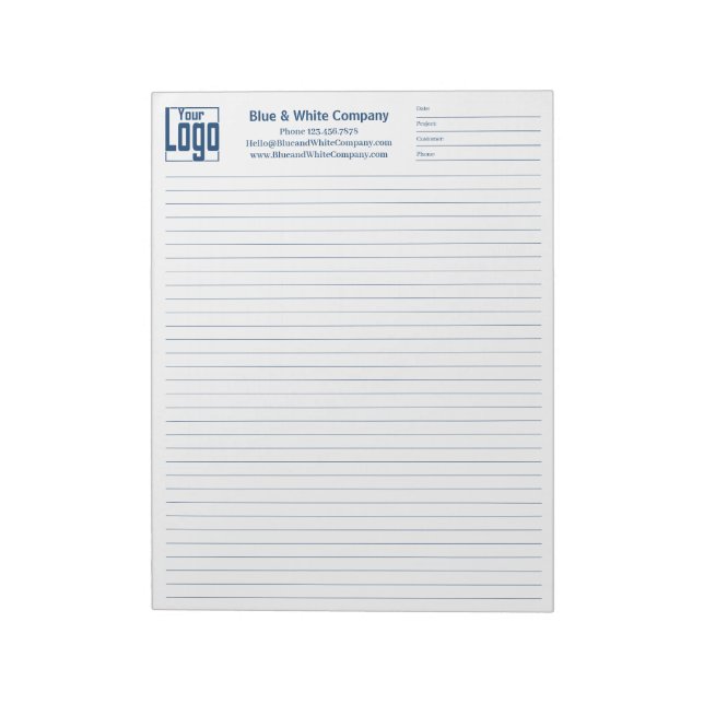Company Logo Blue College Rule Project Identifier Notepad (Rotated)