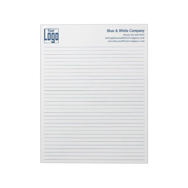 Blue Line Notepad Company Logo Blue Lines College Rule Notepad | Zazzle