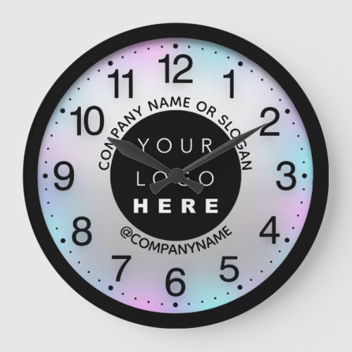 Company Logo Blue Pink Gray Name Slogan   Large Clock