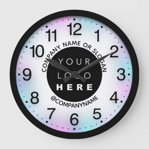 Company Logo Blue Pink Ombre Name Slogan  Large Clock