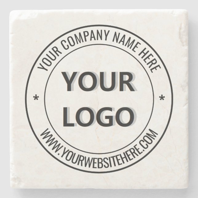 Company Logo Branded Marble Stone Coaster Example (Front)