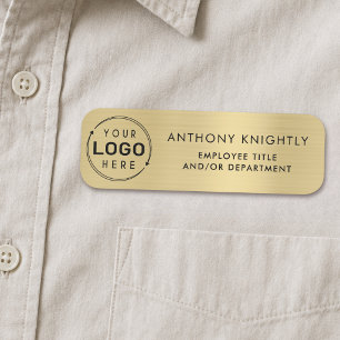 Company Logo Brass Faux Metallic Plastic Name Tag
