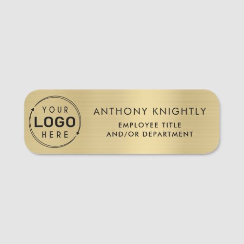 Company Logo Brass Faux Metallic Plastic Name Tag