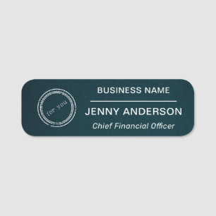 Company Logo Brushed Faux Employee Name Tag