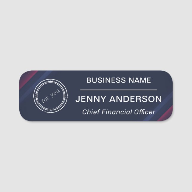 Company Logo Brushed Faux Employee Name Tag (Front)