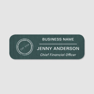 Company Logo Brushed Faux Employee Name Tag