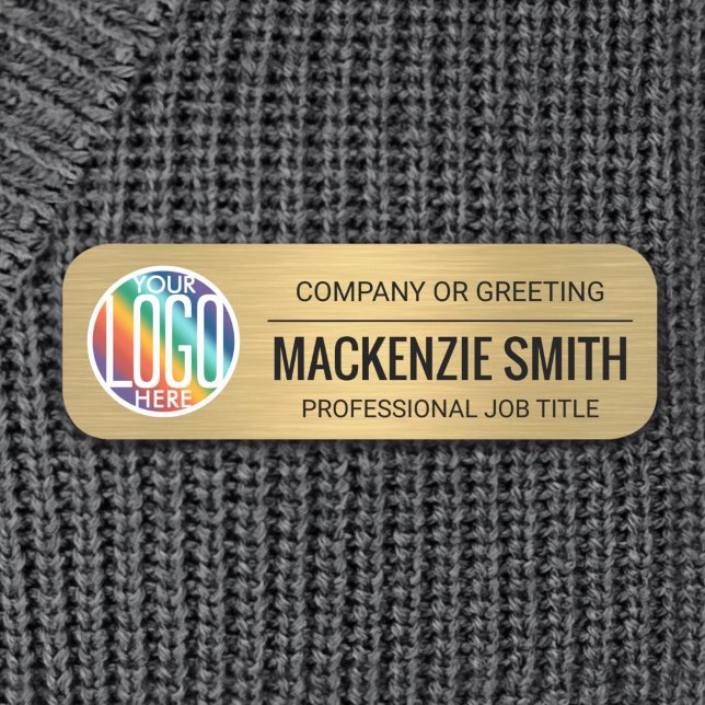 Company Logo Brushed Gold Color Plastic Employee Name Tag (Creator Uploaded)