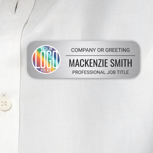 Company Logo Brushed Gray Color Plastic Employee Name Tag