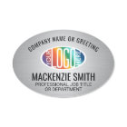 Company Logo Brushed Gray Color Plastic Oval