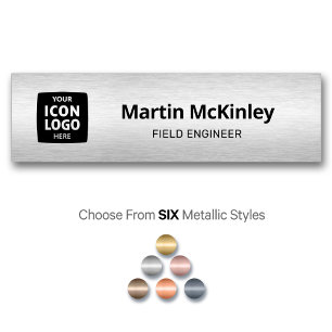Company Logo Brushed Silver Professional ID  Name Tag
