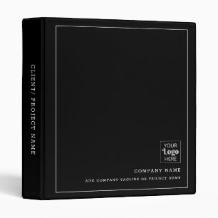 Company Logo Business Branding Simple Modern Black 3 Ring Binder