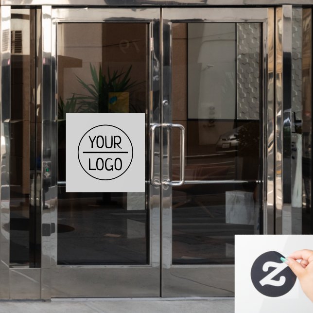 Company Logo | Business Custom Gray Square Window  Window Cling (Office Door)
