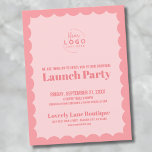 Company Logo Business Grand Opening Postcard<br><div class="desc">A fun but simple invitation for a business grand opening or a brand or product launch party event. Add your own logo to the top to give it your branding, and you can change out all of the element colors to match your brand colors. You can even change the scallop...</div>