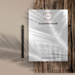 Company Logo Business Name Contact Details White Letterhead<br><div class="desc">Simplistic yet stylish for your business with your company logo centered and large at the top along with your company name, and your Contact details at the bottom. Simply replace the image template shown with your logo, and personalise the typography to your own. You can also change the font style...</div>