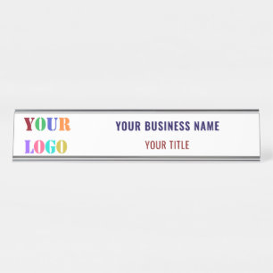 Company Logo Business Name Personalized Template Desk Name Plate