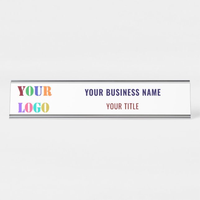Company Logo Business Name Personalized Template Desk Name Plate (Front)