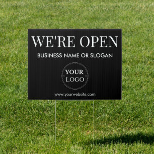 Company Logo Business Open Modern Black Sign