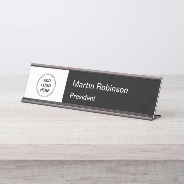 Company Logo Business Owner Desk Name Plate (Front)