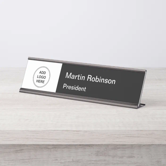 Company Logo Business Owner Desk Name Plate Zazzle Com