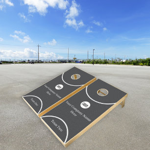 Company Logo Carbon Steel Square Tile Pattern Cornhole Set