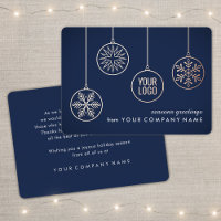Company Logo Christmas Ornaments Navy Blue Unique