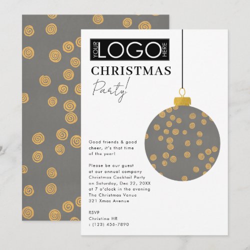 Company Logo Christmas Party Preppy Ornament Xmas Invitation