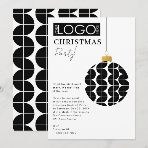 Company Logo Christmas Party Preppy Ornament Xmas Invitation