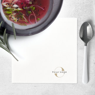 Company Logo Clean Minimal Brand White Business Napkins
