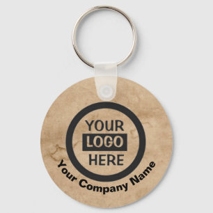 Company Logo & Company Name Brown Background on Keychain