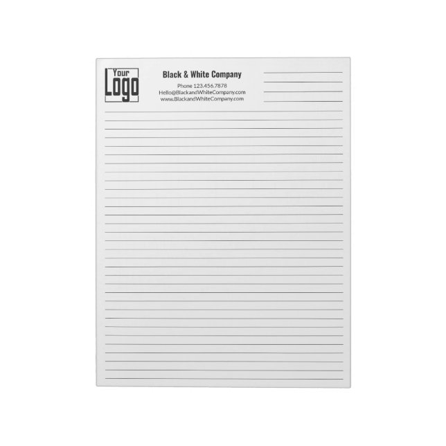 Company Logo Contact Black Line College Rule Notepad (Rotated)