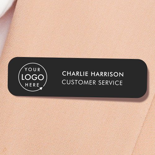Company Logo  Custom Employee Staff Black Name Tag