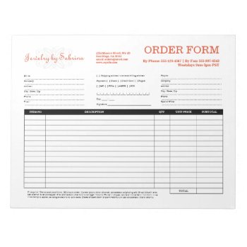 Company Logo Custom Jewelry Business Order Form Notepad by FidesDesign at Zazzle