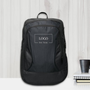 Company Logo Custom Laptop Bag - Black Backpack
