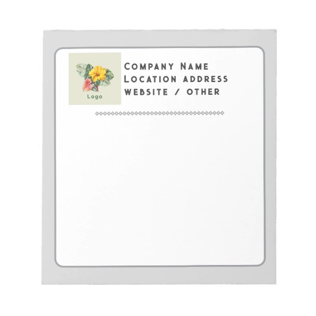 Company Logo Custom Notepad Neutral Colors (Front)