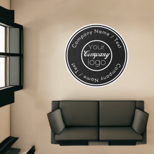 Company Logo Custom Round Black White Rug