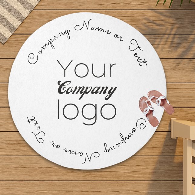 Company Logo Custom Round White Black Rug (Creator Uploaded)