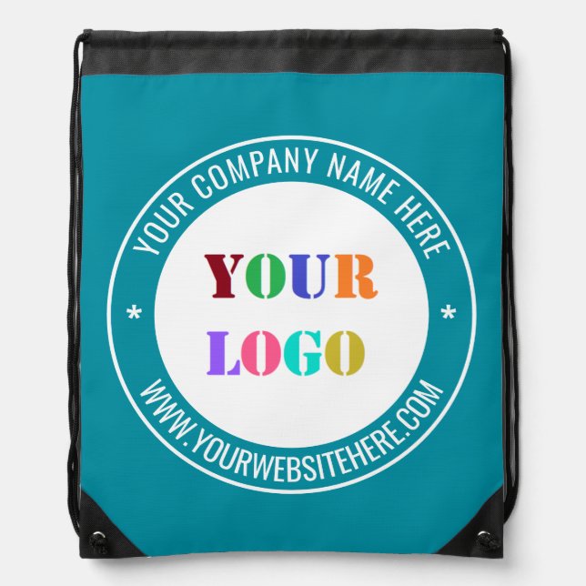 Company Logo Custom Text Drawstring Bag Example (Front)