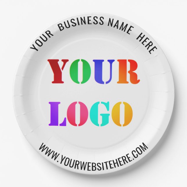 Company Logo Custom Text Paper Plates Template (Front)