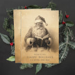 Company Logo Customized Vintage Antique Christmas Holiday Card<br><div class="desc">Send warm holiday greetings to your clients with these Company Logo Customized Vintage Antique Christmas Holiday Cards. Featuring a nostalgic, classic design of Santa Claus reading a book, these personalized business greeting cards capture the essence of traditional Christmas charm. Perfect for small businesses and corporate use alike, these cards are...</div>