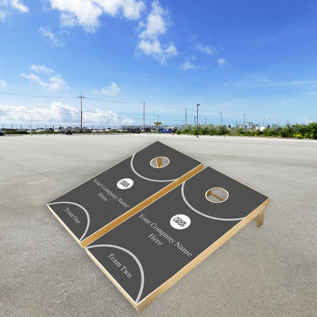 Company Logo Dark Gray Carbon Diamond Pattern  Cornhole Set (Creator Uploaded)