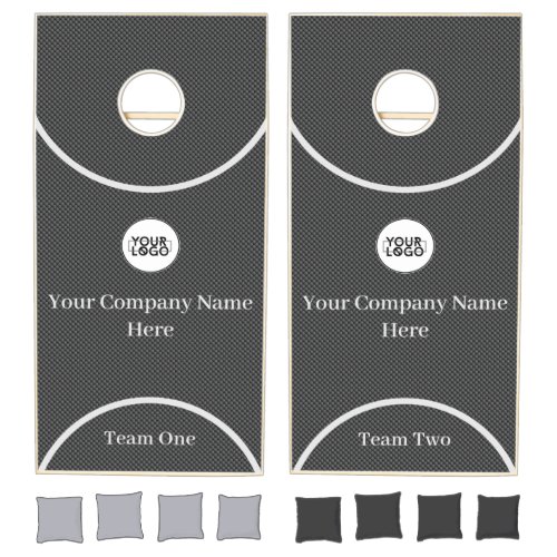 Company Logo Dark Gray Carbon Steel Bump Pattern  Cornhole Set