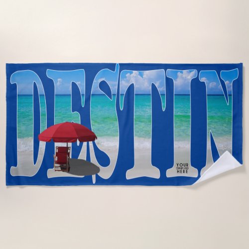 Company Logo Destin Beach Florida Photo Typography Beach Towel