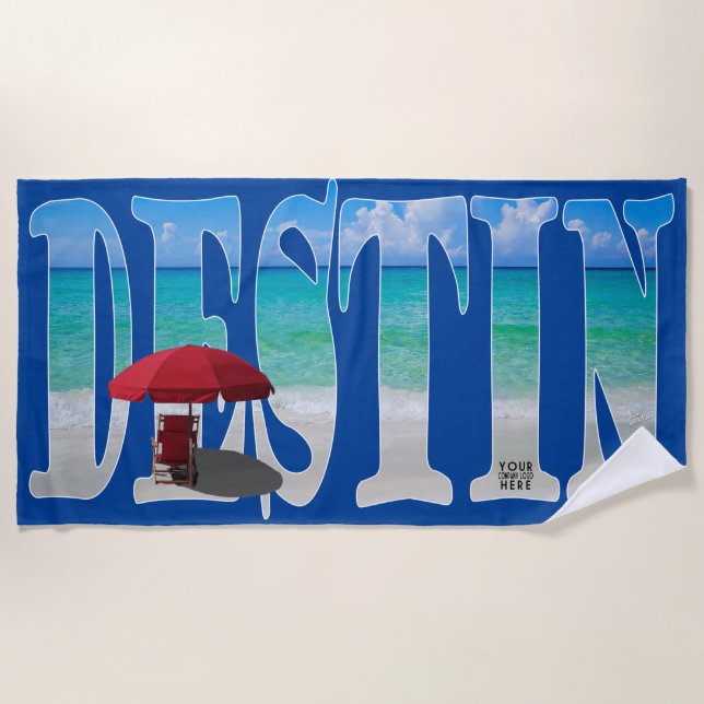 Company Logo Destin Beach Florida Photo Typography Towel (Front)