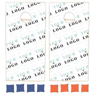 Company Logo Diagonal Repeat Custom Branded Cornhole Set