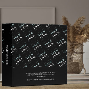 Company Logo Diagonal Tiled Repeat Pattern Black 3 Ring Binder