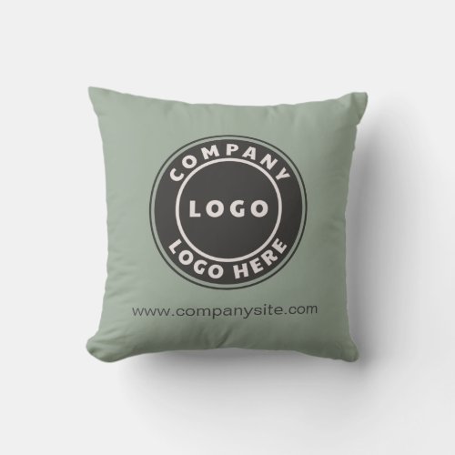 Company Logo DIY Business Swag Showroom Sage Green Throw Pillow