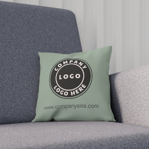 Company Logo DIY Business Swag Showroom Sage Green Throw Pillow
