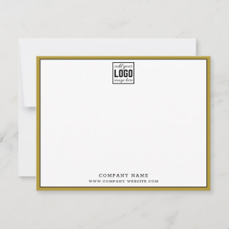 Company Logo Editable Brand Color Gold Border   Note Card