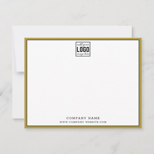 Company Logo Editable Brand Color Gold Border   Note Card