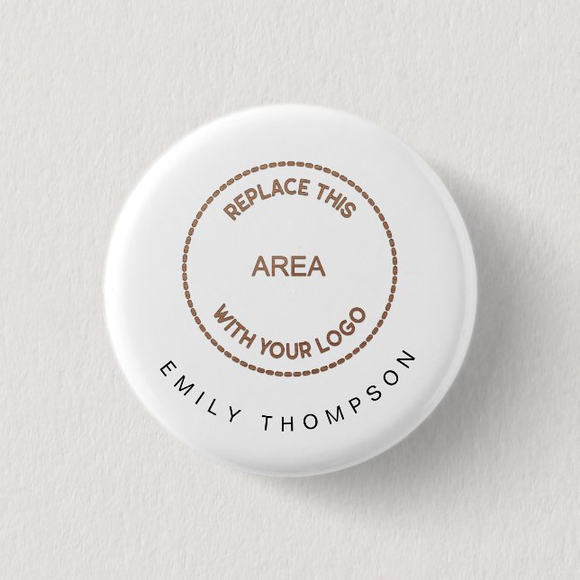 Company Logo Employee Delegate Name White Button (Front)